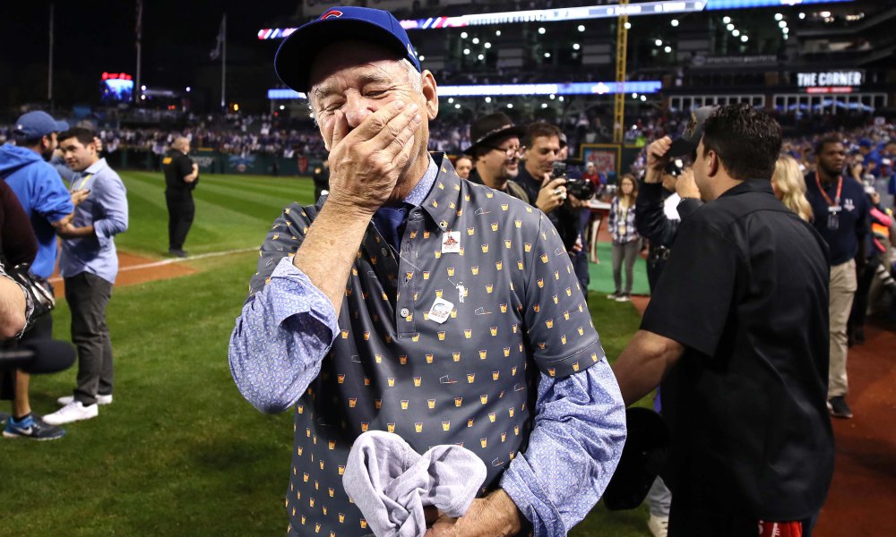 CLEVELAND, OH - NOVEMBER 02: Actor Bill Murray reacts on the field after the Chicago Cubs defeated the Cleveland Indians 8-7 in Game Seven of the 2016 World Series at Progressive Field on November 2, 2016 in Cleveland, Ohio. The Cubs win their first World Series in 108 years. (Photo by Ezra Shaw/Getty Images) ORG XMIT: 678125603 ORIG FILE ID: 620750626