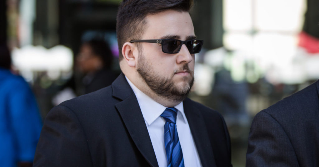 Edward J. Majerczyk, 28, leaves the Dirksen Federal Courthouse after pleading guilty on Tuesday, Sept. 27. | Santiago Covarrubias/Sun-Times
